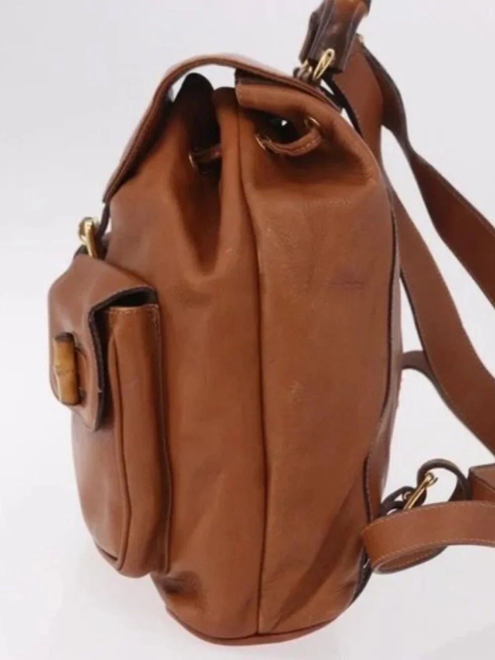 GUCCI Bamboo Backpack Leather Brown Gold 003 58 0016 Auth bs35671